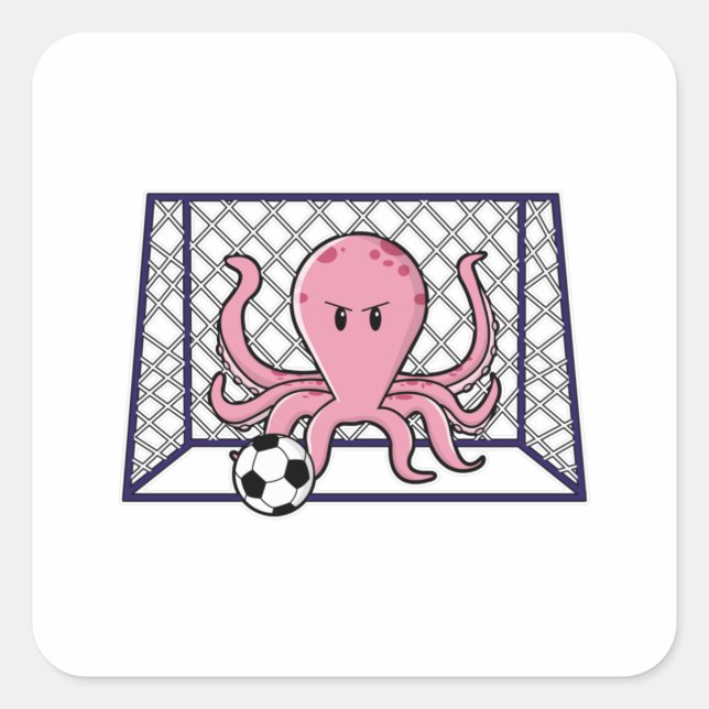 Octopus as Goalkeeper with Soccer ball Square Sticker (Front)