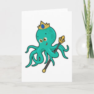 Octopus as King with Trident Card