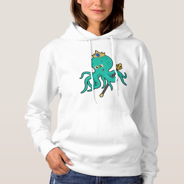 Octopus as King with Trident Hoodie (Front)