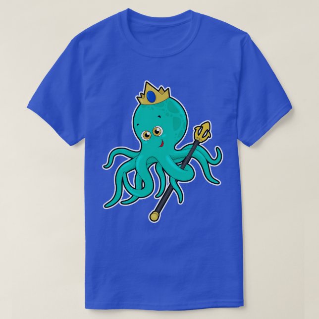 Octopus as King with Trident T-Shirt (Design Front)