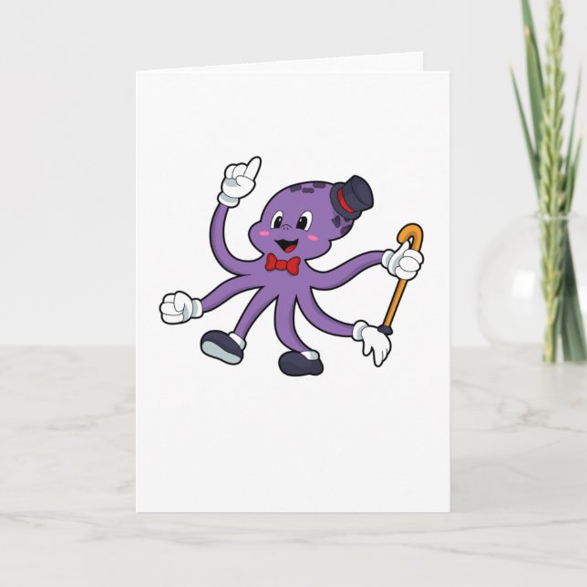 Octopus as Magician with Hat Card (Front)