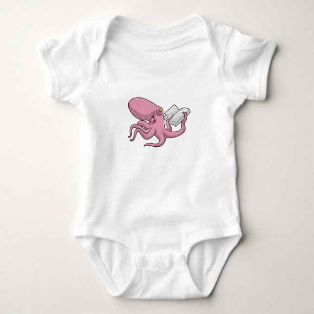 Octopus as Nerd witth Book Baby Bodysuit (Front)