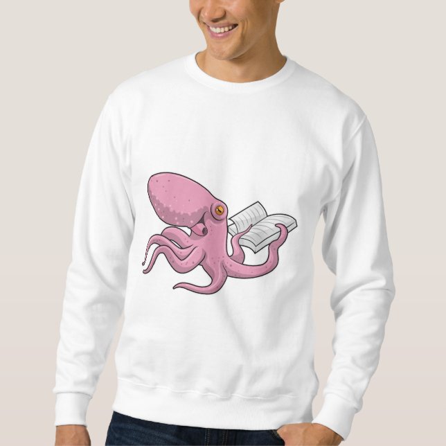 Octopus as Nerd witth Book Sweatshirt (Front)