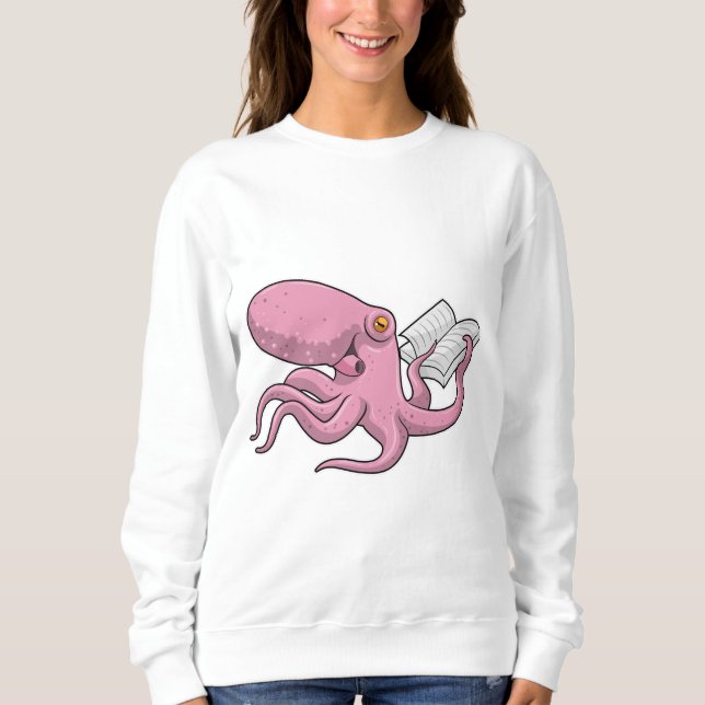 Octopus as Nerd witth Book Sweatshirt (Front)