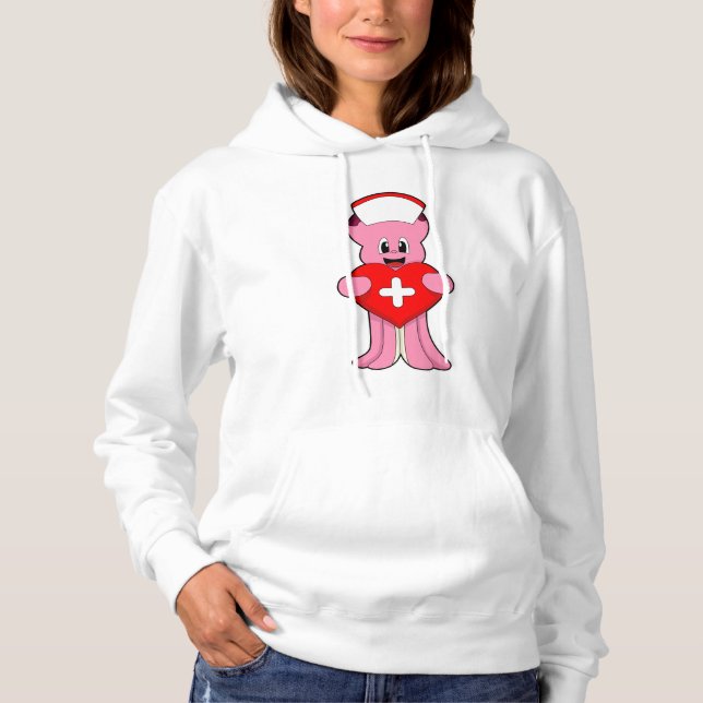 Octopus as Nurse with Heart Hoodie (Front)