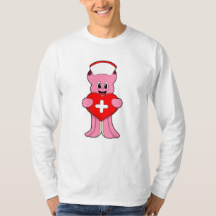Octopus as Nurse with Heart T-Shirt