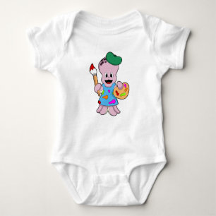 Octopus as Painter with Paint brush Baby Bodysuit