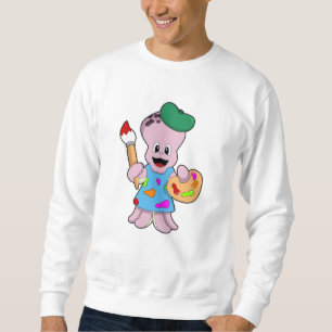 Octopus as Painter with Paint brush Sweatshirt