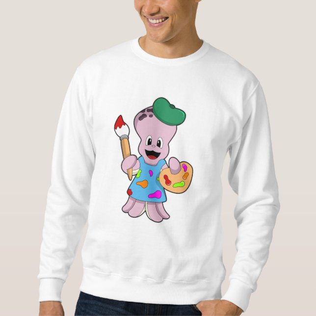 Octopus as Painter with Paint brush Sweatshirt (Front)