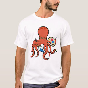 Octopus as Painter with Paint & Brush T-Shirt