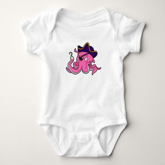Octopus as Pirate with Hooked hand Baby Bodysuit (Front)
