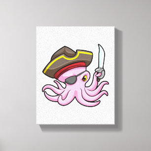 Octopus as Pirate with Sabre & Eye patch Canvas Print