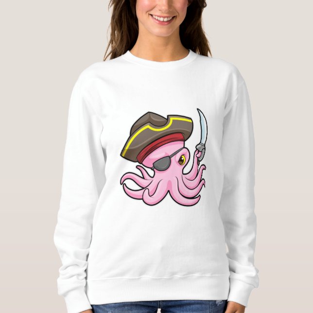 Octopus as Pirate with Sabre & Eye patch Sweatshirt (Front)