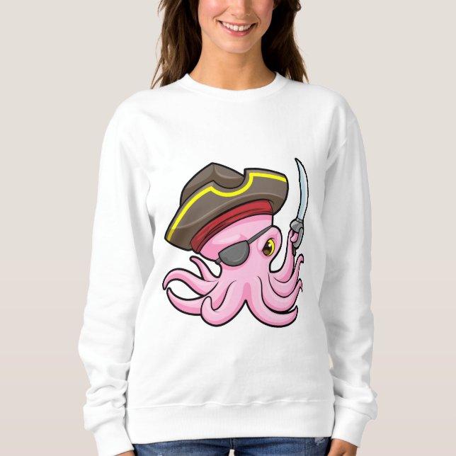 Octopus as Pirate with Sabre & Eye patch Sweatshirt (Front)