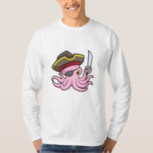 Octopus as Pirate with Sabre & Eye patch T-Shirt