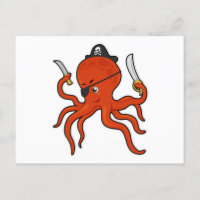 Octopus as Pirate with Sword & Knife