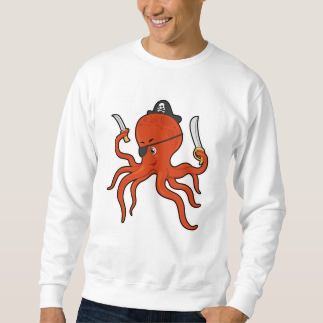 Octopus as Pirate with Sword & Knife Sweatshirt (Front)
