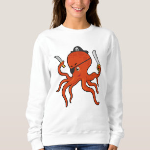 Octopus as Pirate with Sword & Knife Sweatshirt