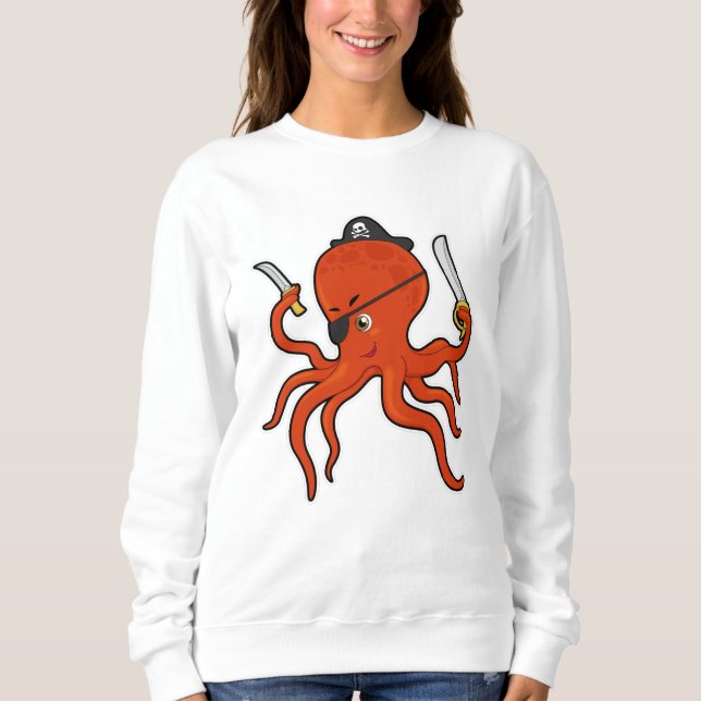 Octopus as Pirate with Sword & Knife Sweatshirt (Front)