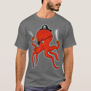 Octopus as Pirate with Sword Knife T-Shirt