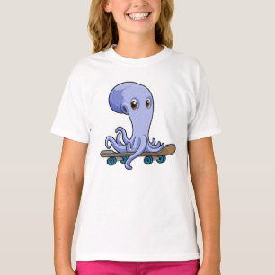 Octopus as Skater with Skateboard T-Shirt