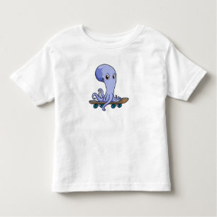 Octopus as Skater with Skateboard Toddler T-Shirt