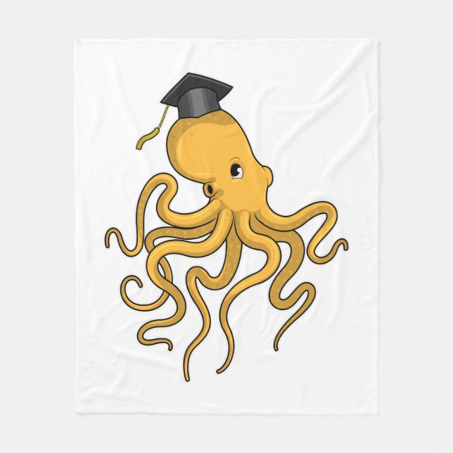 Octopus as Student with Diploma Fleece Blanket (Front)