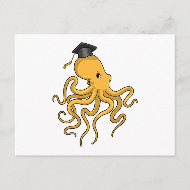 Octopus as Student with Diploma Postcard (Front)