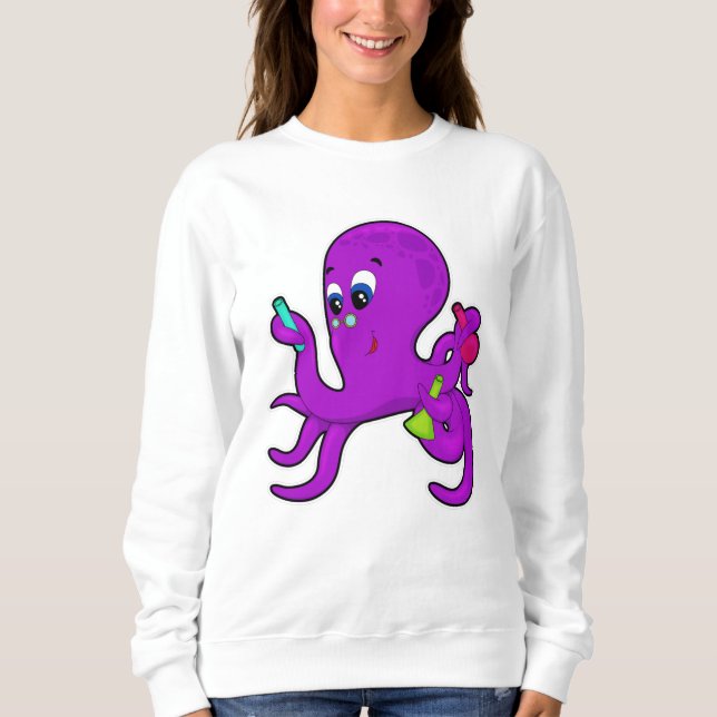 Octopus as Teacher with Laboratory equipment Sweatshirt (Front)