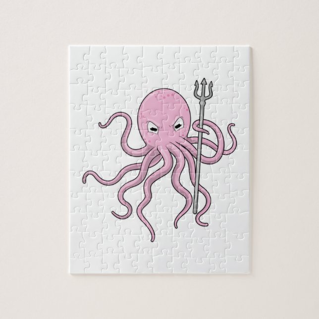 Octopus as Wizard with Trident Jigsaw Puzzle (Vertical)