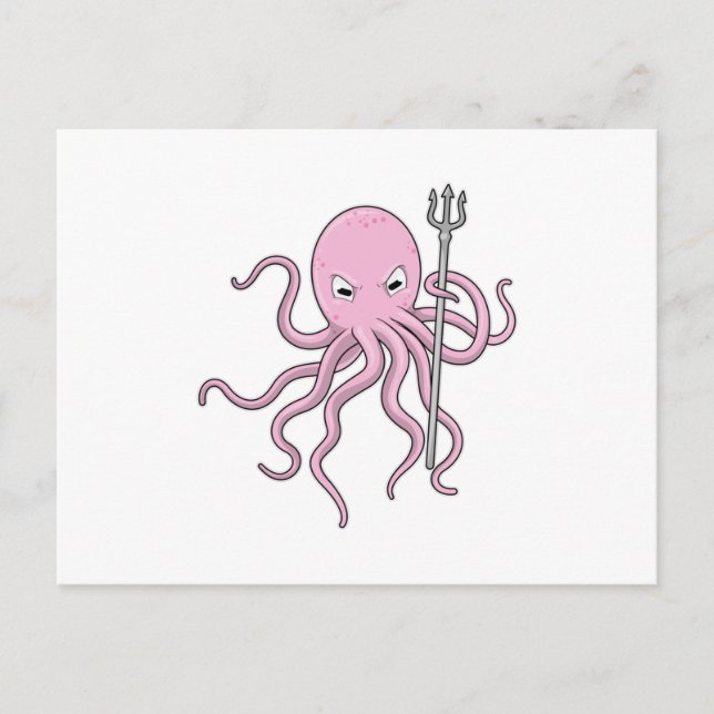 Octopus as Wizard with Trident Postcard (Front)