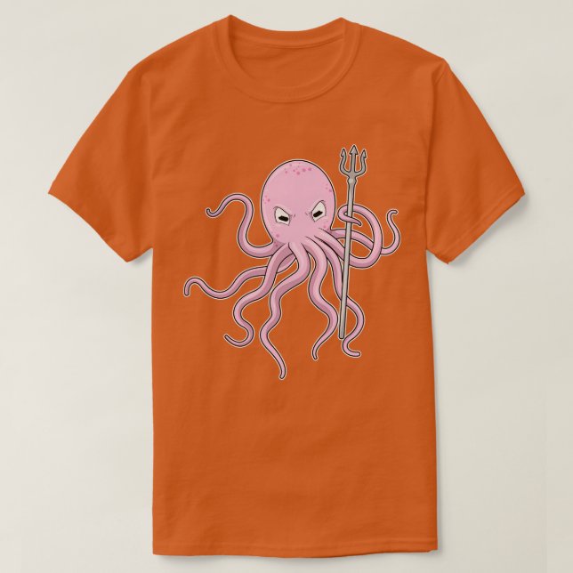 Octopus as Wizard with Trident T-Shirt (Design Front)