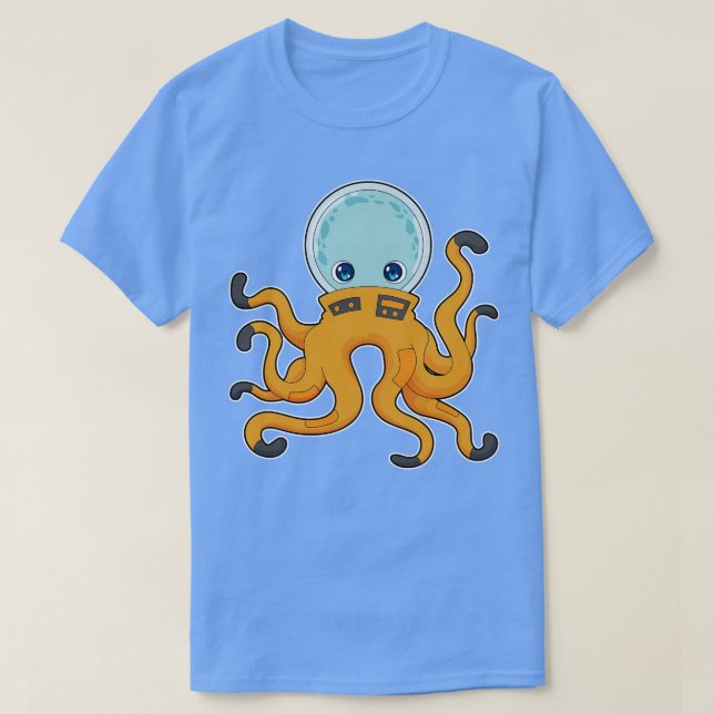 Octopus Astronaut Space T-Shirt (Design Front)