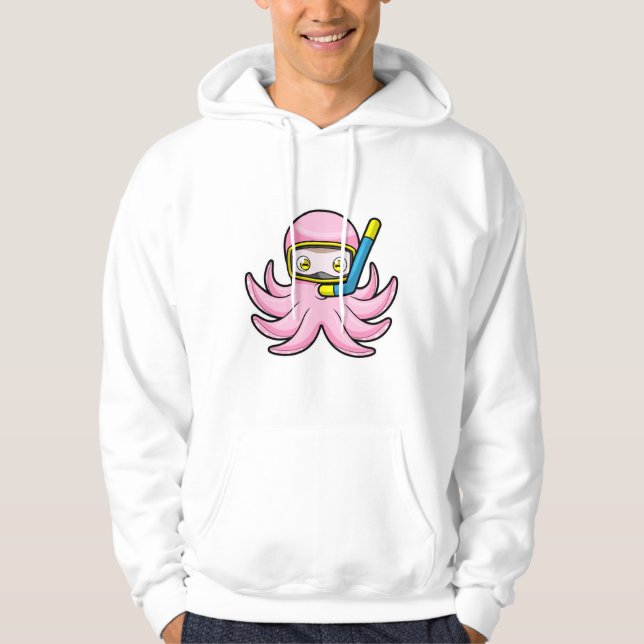 Octopus at Diving with Snorkel & Swimming goggles Hoodie (Front)
