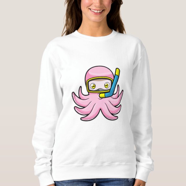 Octopus at Diving with Snorkel & Swimming goggles Sweatshirt (Front)