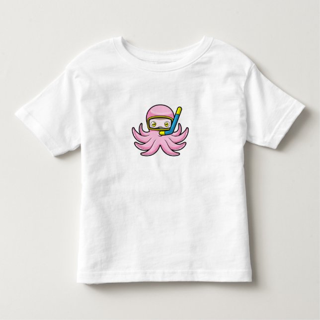 Octopus at Diving with Snorkel & Swimming goggles Toddler T-Shirt (Front)