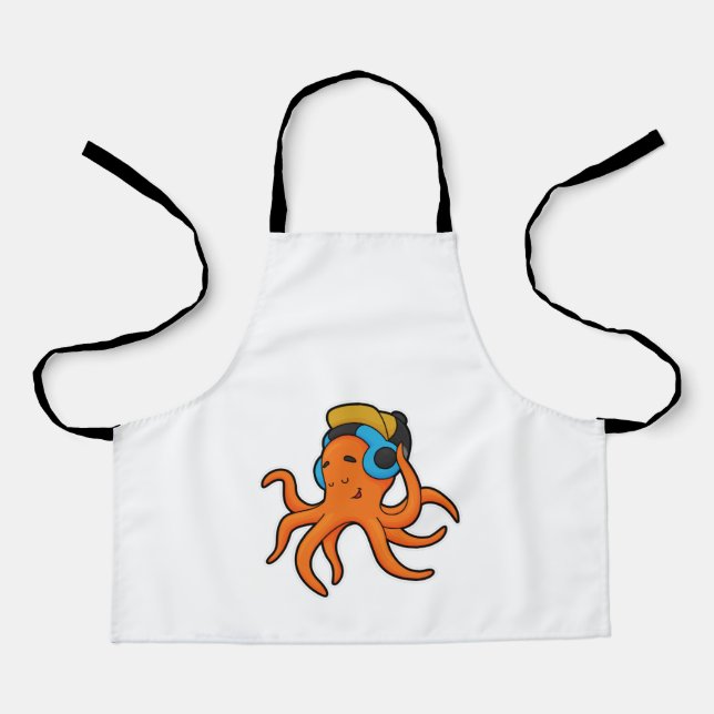 Octopus at Music with Headphone Apron (Front)