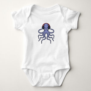 Octopus at Music with Headphone Baby Bodysuit