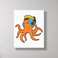 Octopus at Music with Headphone