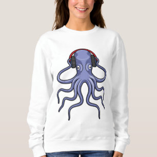 Octopus at Music with Headphone Sweatshirt