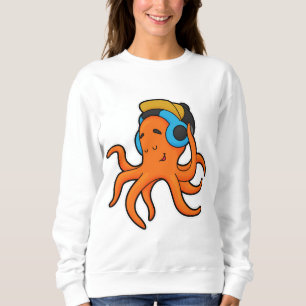Octopus at Music with Headphone Sweatshirt