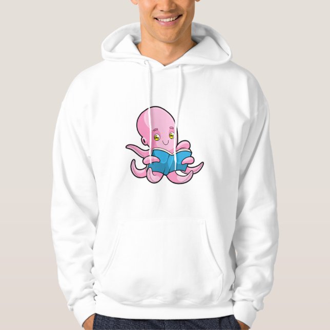 Octopus at Reading a Book Hoodie (Front)