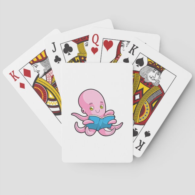 Octopus at Reading a Book Playing Cards (Back)