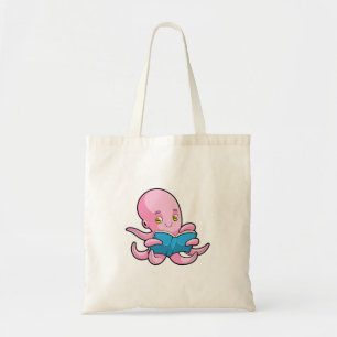 Octopus at Reading a Book Tote Bag
