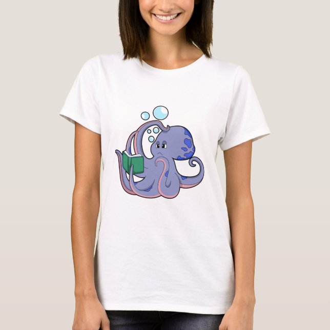 Octopus at Reading with Book T-Shirt (Front)