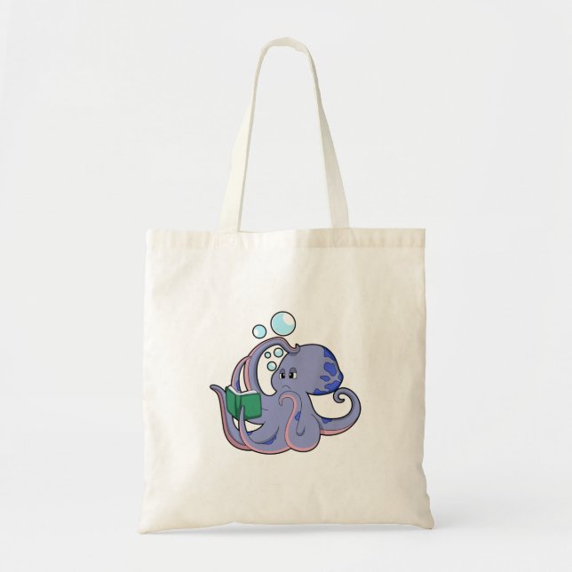 Octopus at Reading with Book Tote Bag (Front)