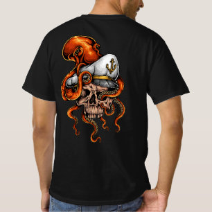 Octopus Attack Captains Skull Nautical   T-Shirt