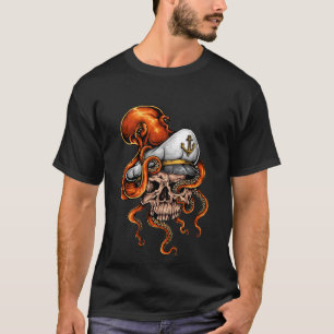 Octopus Attack Captains Skull Nautical T-Shirt
