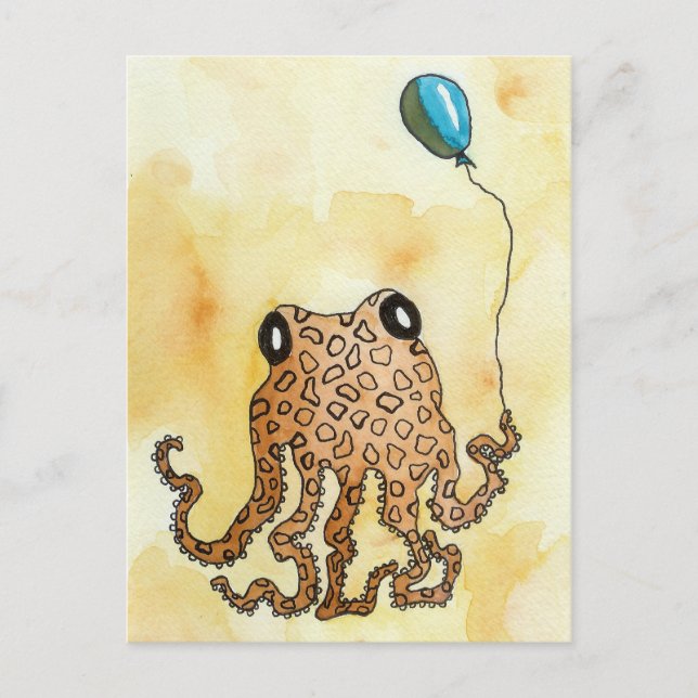 Octopus & Balloon Postcard (Front)