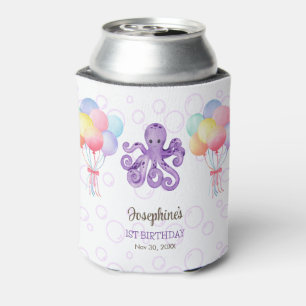 Octopus Balloon Purple Bubble Kids Birthday Can Cooler